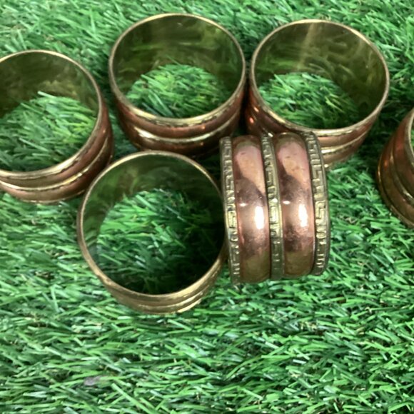 Vintage Copper & Brass Napkin Rings Set of 6 - Picture 2 of 7